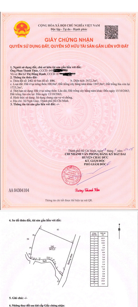 Bán 3600mv 100tc 66m mt nhựa view suối sẳn nhà vườn trái cây