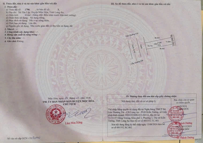 BÁN LÔ ĐẤT MẶT TIỀN QL62 ĐẸP TẠI TÂN LẬP- MỘC HÓA- LONG AN