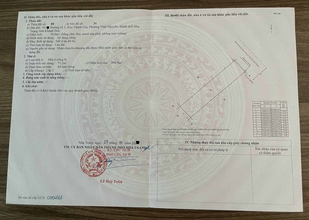 Bán Nhà 4 Tầng 76m² – Gần Biển Trần Phú – Sổ Hoàn Công