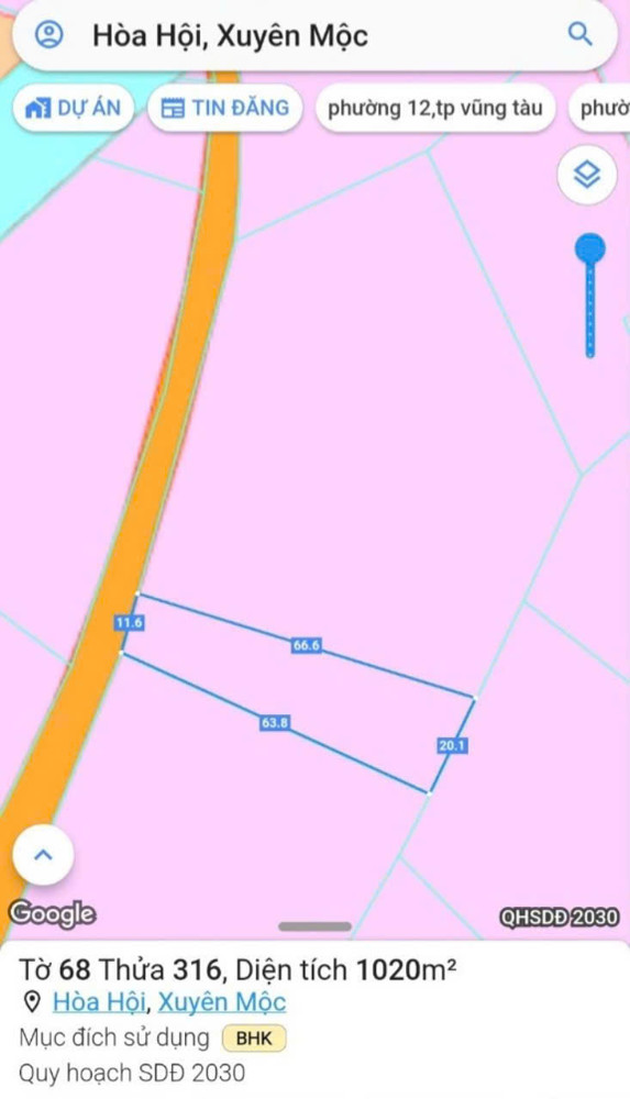 Chủ cần bán 2 lô đất sát nhau tại Hòa Hội,Xuyên Mộc.Bà Rịa _Vũng Tàu