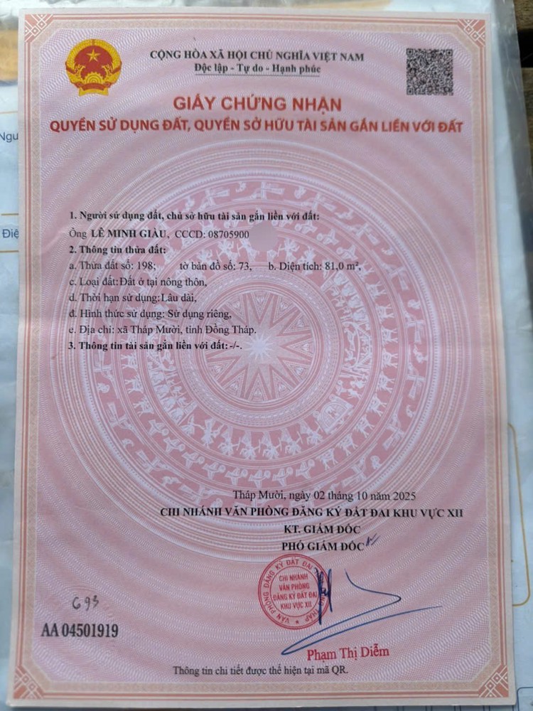 ĐẤT CHÍNH CHỦ- GIÁ TỐT  cần bán nhanh lô đất tại thị trấn Mỹ An, huyện Tháp Mười, tỉnh Đồng Tháp