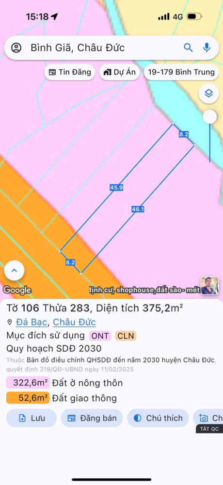 Mặt tiền bình giã đá bạc đất thuộc đá bạc nay là xã nghĩa thành tphcm.15x45. 200tc. Việc suối