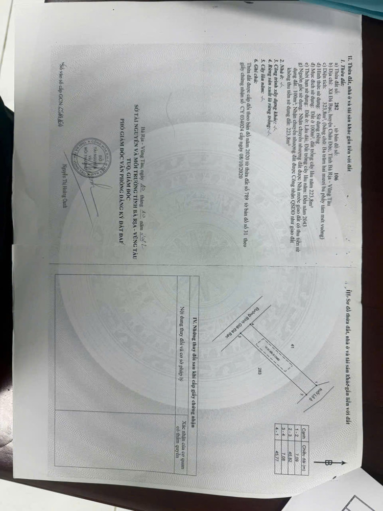 Mặt tiền bình giã đá bạc đất thuộc đá bạc nay là xã nghĩa thành tphcm.15x45. 200tc. Việc suối