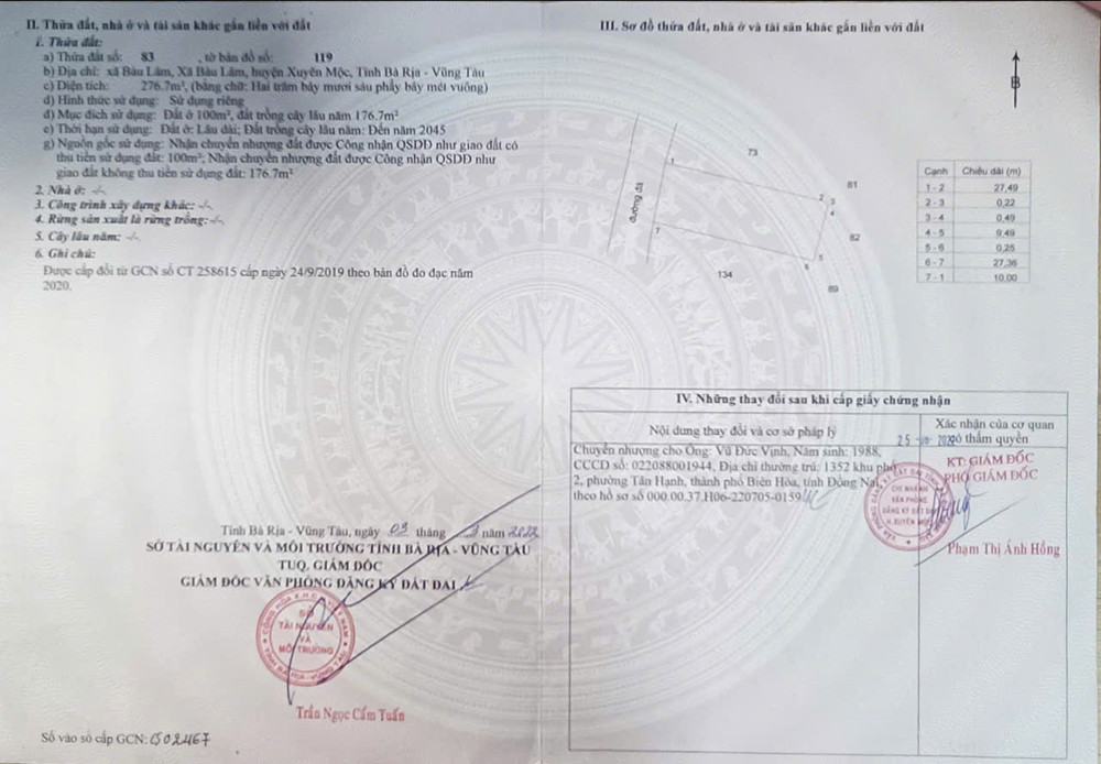 CHỦ BÁN ĐẤT ĐẸP GẦN CHỢ BÀU LÂM, XUYÊN MỘC, BÀ RỊA-VŨNG TÀU