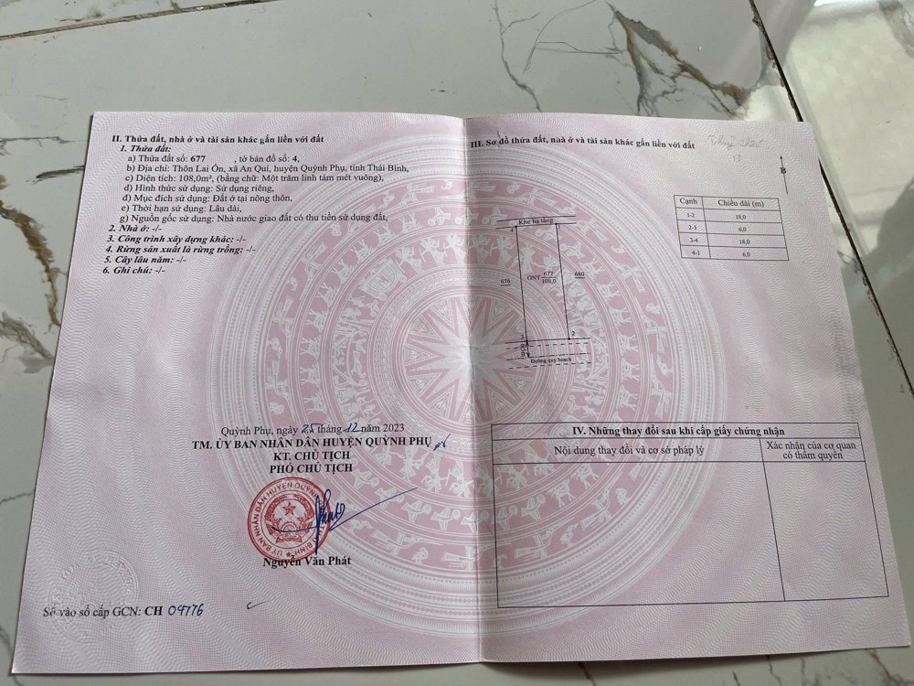 ĐẤT CHÍNH CHỦ - GIÁ TỐT Thôn Lai Ổn, Xã An Quý, Huyện Quỳnh Phụ, Tỉnh Thái Bình cũ