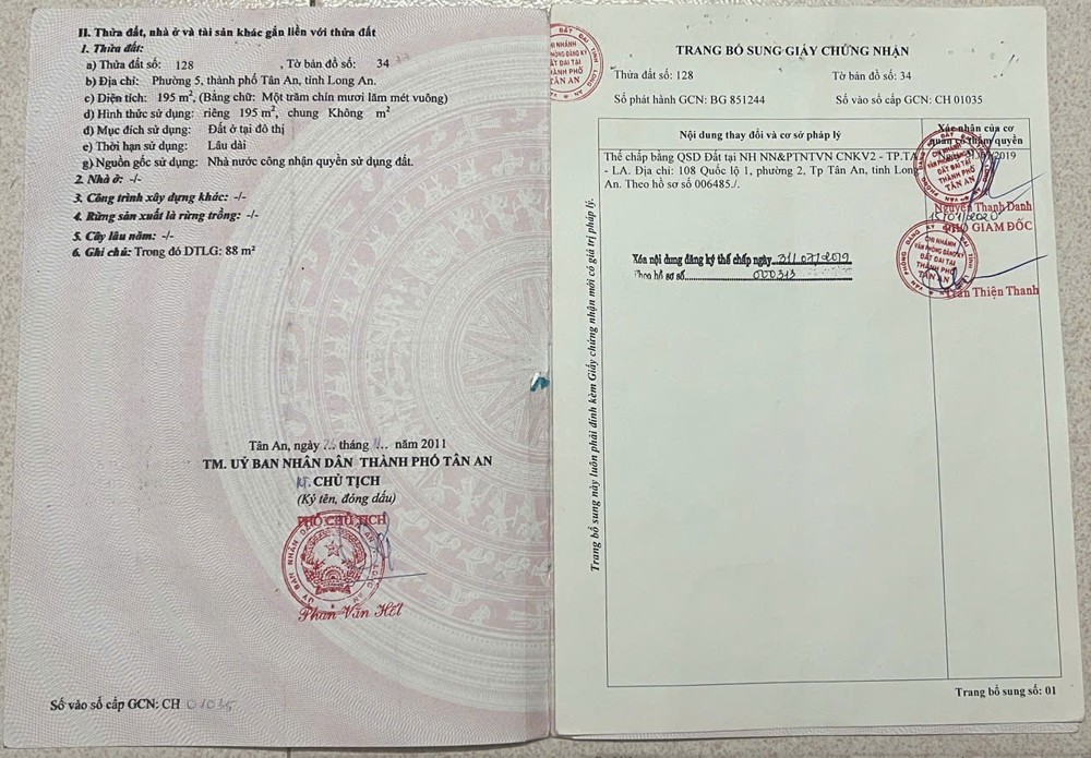 ĐẤT ĐẸP – GIÁ ĐẦU TƯ - CẦN BÁN 2 LÔ ĐẤT LIỀN KỀ Tại Phường 5, Thành Phố Tân An, Long An