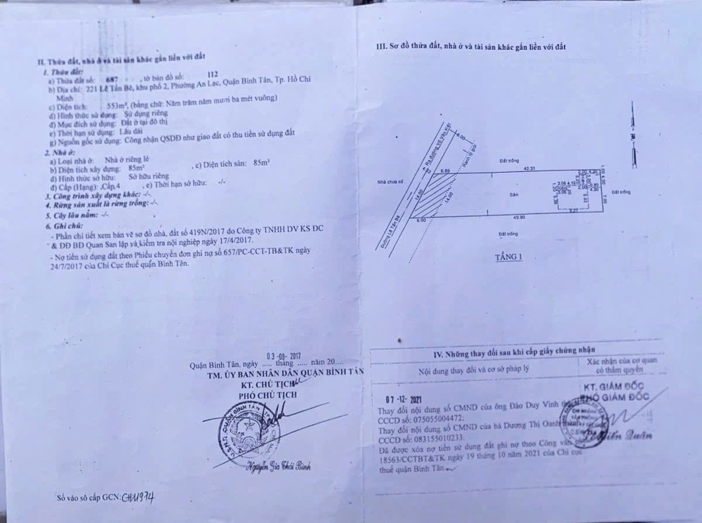 CHÍNH CHỦ Cần Bán Đất MT 221 Lê Tấn Bê, P. An Lạc, Q Bình Tân, TP Hồ Chí Minh