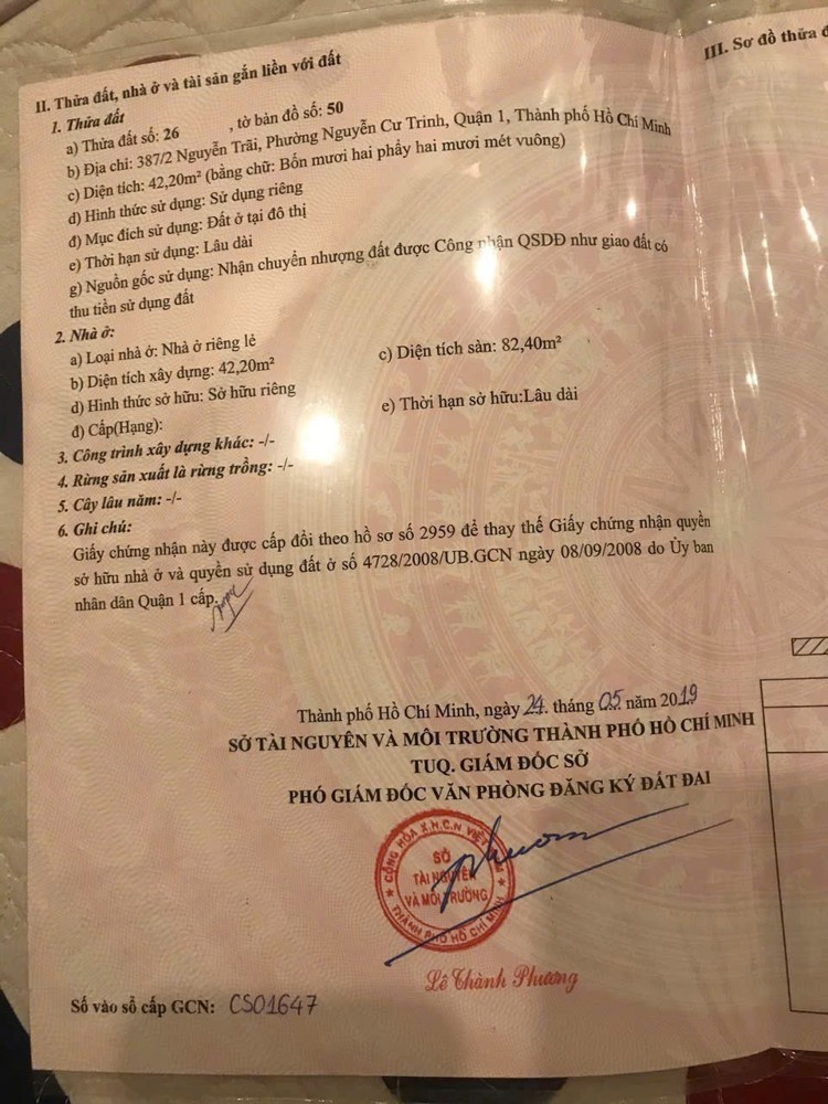 NHÀ CHÍNH CHỦ- GIÁ TỐT CẦN BÁN NHANH CĂN NHÀ tại quận 1, TPHCM