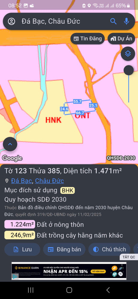 Đường Nhựa cách Đường Bình Ba 100m Cách Vòng Xoay 500m