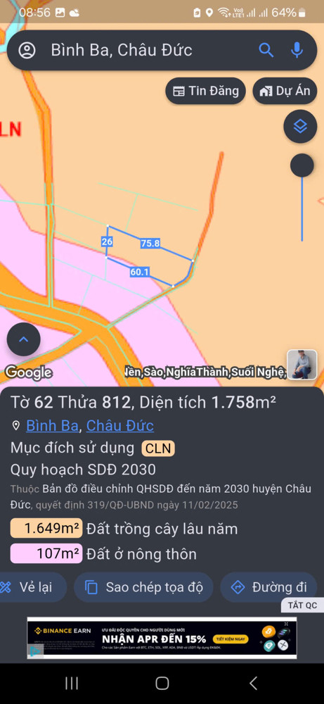 Chủ cần bán lô đất Xã Bình Ba, Châu Đức - Bà Rịa Vũng Tàu