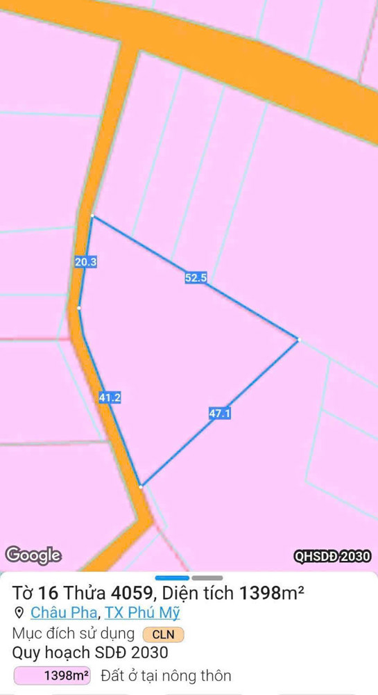 Chủ cần bán 1400m2 đất tại xã châu pha thành phố hồ chí minh