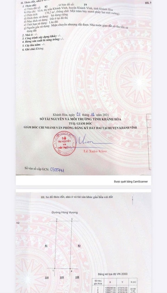 Bán đất Khu Tái Định Cư Khánh Vĩnh - Khánh Hòa. Giá thu về bán cặp 850tr/lô!