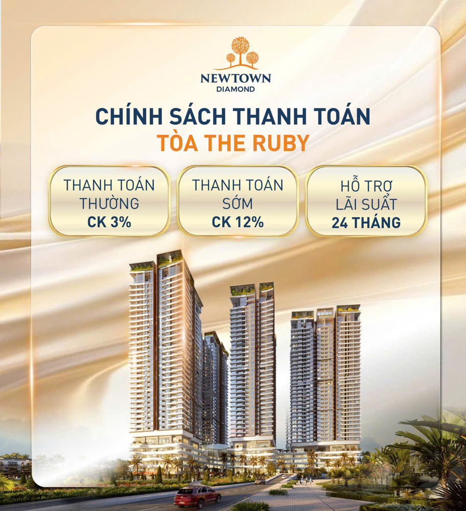 CĂN HỘ BIỂN NEWTOWN DIAMOND - CHÍNH THỨC RA MẮT TÒA THE RUBY –  GIÁ CHỈ TỪ 3,398 TỶ