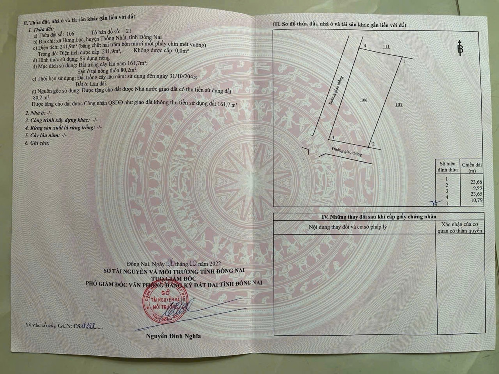 Chính chủ bán gấp đất rẻ vị trí đắc địa 2MT hẻm ôtô Xã Hưng Lộc. DT: 241,9m2. Giá chỉ 3tỷ2 TL