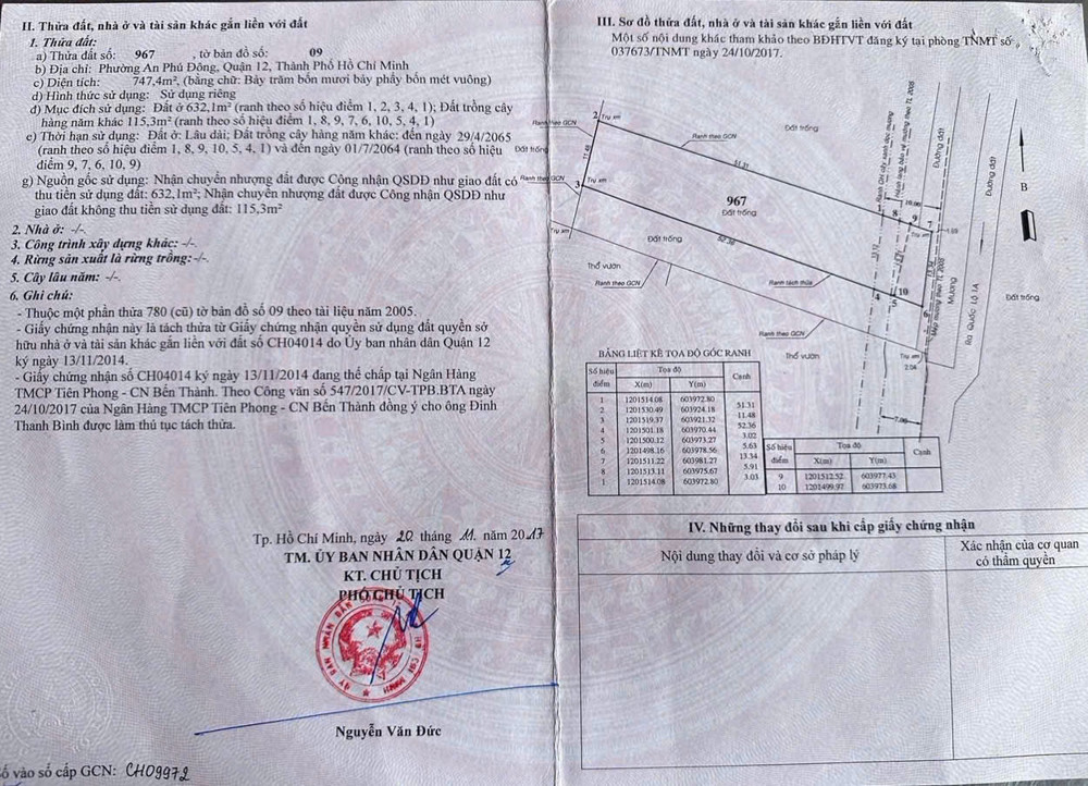 ĐẤT ĐẸP (14x54) AN PHÚ ĐÔNG 26, QUẬN 12 GIÁ ĐẦU TƯ (GẦN SÔNG SG)