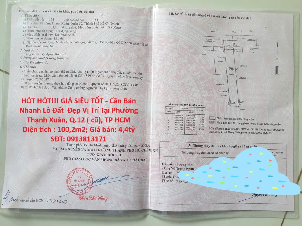 HÓT HÓT!!! GIÁ SIÊU TỐT - Cần Bán Nhanh Lô Đất  Đẹp Vị Trí Tại Quận 12, TP HCM