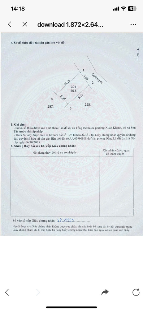 Bán 2 lô đất thổ cư Xuân Khanh, sát cổng trường Đại học, cách Vành Đai 5 chỉ 500m