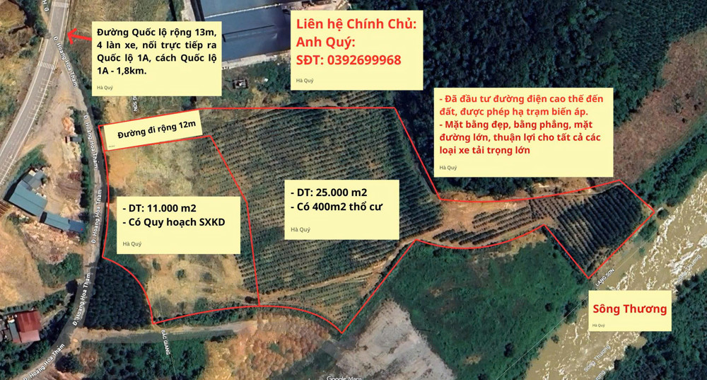 Chính chủ bán 2 lô đất mặt bằng 11.000m2 và 25.000m2.  Xã Đông Sơn, Yên Thế, Bắc Giang