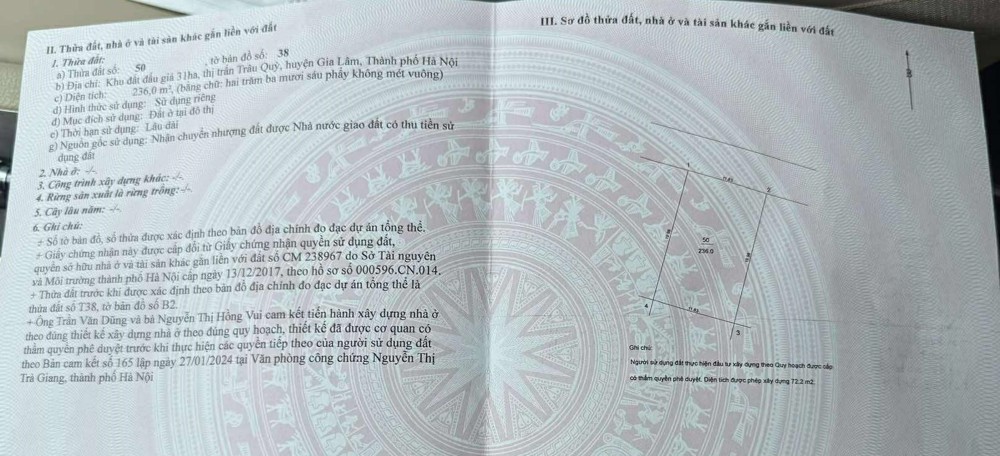 Chính Chủ Cần Bán 236 M2 Đất Kđt 31Ha  – Gia Lâm, Giá Chỉ 34.2 Tỷ, Lh 0985865658