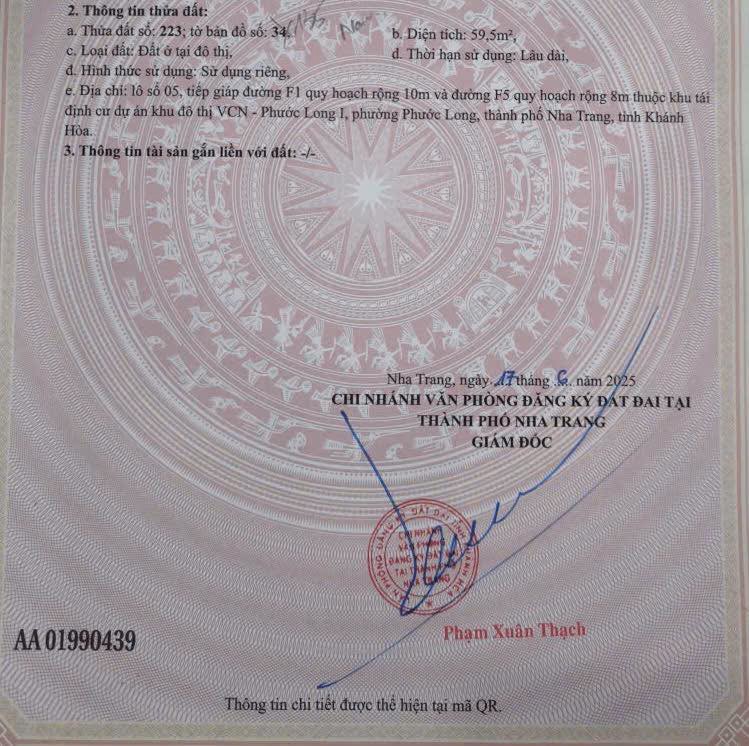 BÁN LÔ GÓC ĐẸP ĐƯỜNG F1&F5 THUỘC TĐC PHƯỚC LONG 1, NAM NHA TRANG
