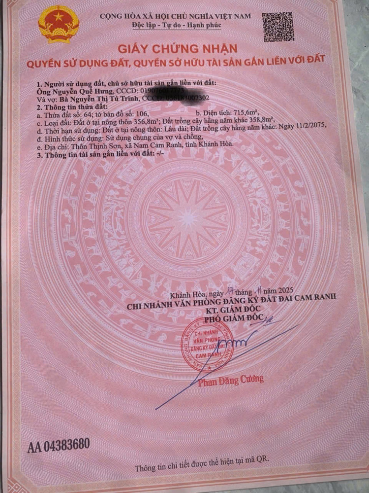 CHÍNH CHỦ BÁN ĐẤT MẶT TIỀN QL 27B – THỊNH SƠN, NAM CAM RANH, KHÁNH HÒA