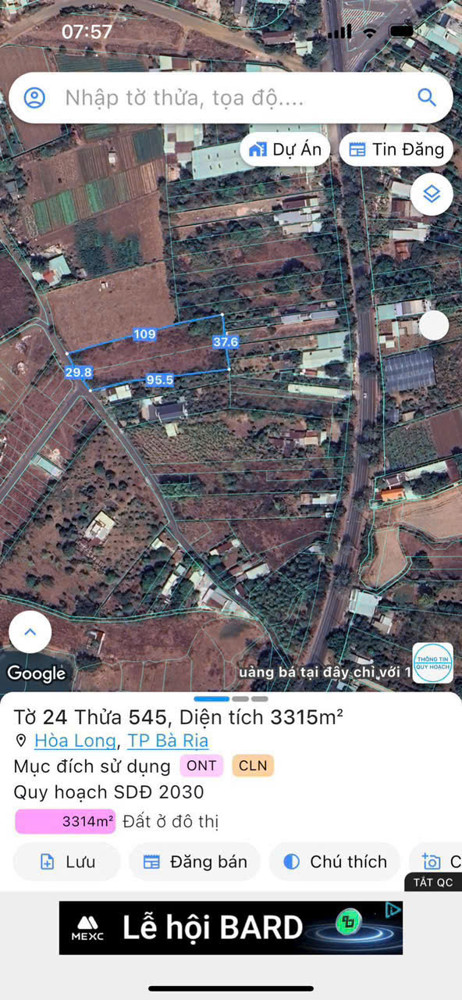 Chính Chủ Cần Bán - Đất Sào Hòa Long • Diện Tích: 3.300 M² (300 M² Thổ Cư, Phủ Hồng Toàn Bộ