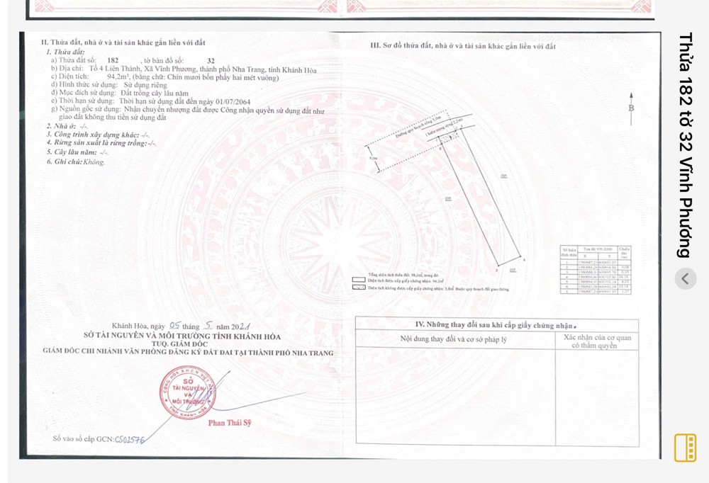 BÁN ĐẤT VĨNH PHƯƠNG – NHA TRANG (Phường Bắc Nha Trang), Quy hoạch thổ cư