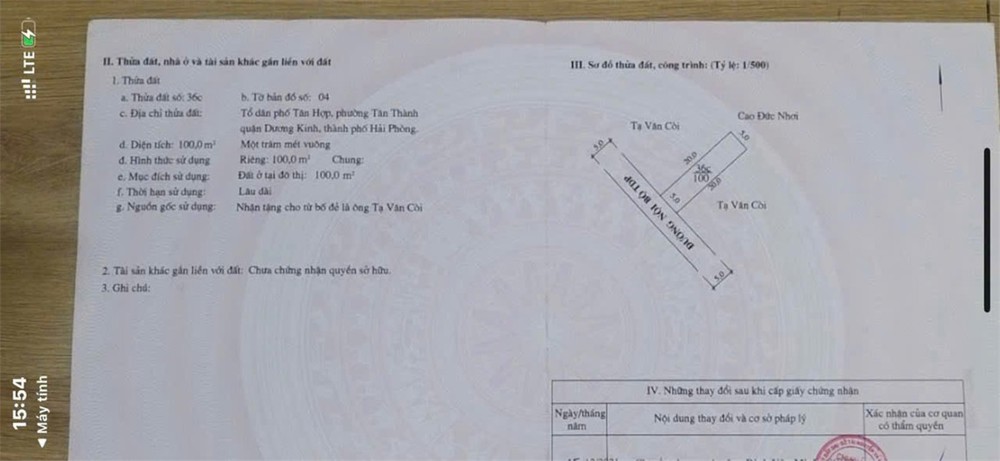 Bán lô đất Tân Thành – Dương Kinh – Giá 2,x tỷ  Ngõ thông 5m  Hàng hiếm khu dân cư  ZALO 0567 222