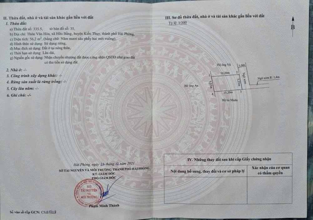 BÁN ĐẤT HỮU BẰNG KIẾN THỤY 56,2M2 – NGÕ Ô TÔ – GIÁ RẺ TẦM TIỀN  ZALO 0567 222 555