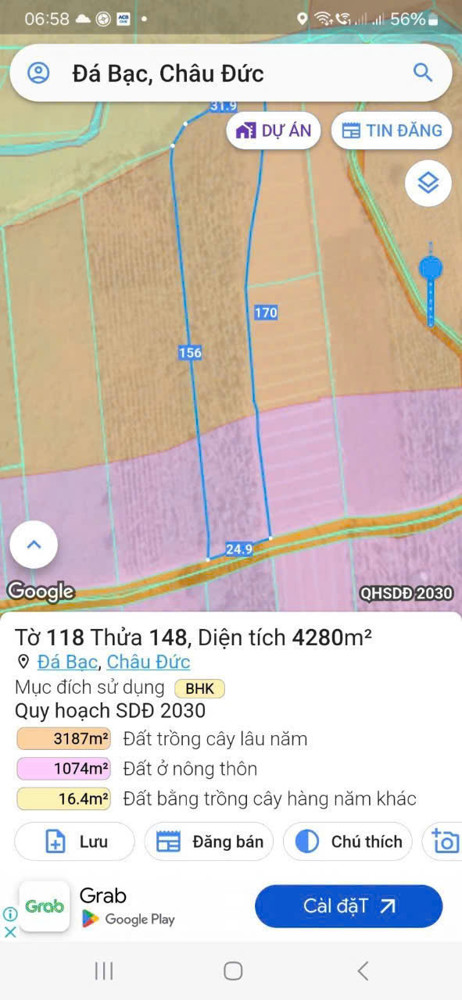Cần Bán Lô Đất Chính Chủ. Thuộc Xã Đa Bạc. Đường Nhựa Sát Dân. Dt. 4Sao2 Giá 3T2 Hết Sổ