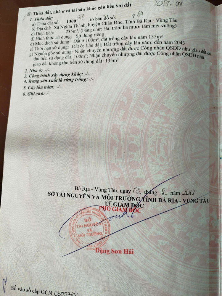 Bán Đất Thổ Cư Mặt Tiền Kinh Doanh***đường 31, Xã Nghĩa Thành Huyện Châu Đức Cũ (Tp Hcm)