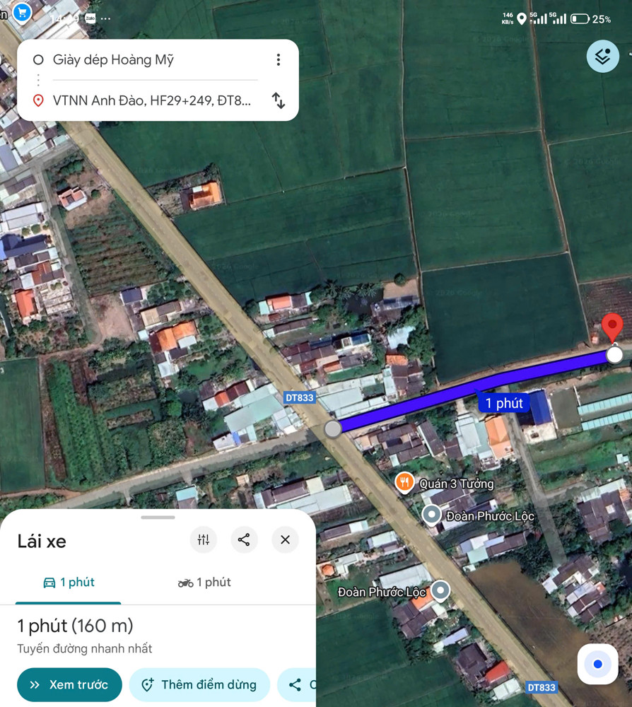 Bán Lô Đất Lúa Chuyển Thổ Đường Bê Tông 6M Giá 1,55 Tỷ