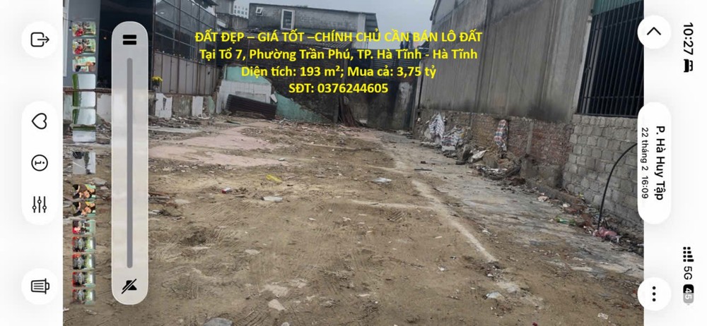 Đất Đẹp – Giá Tốt –Chính Chủ Cần Bán Lô Đất Tại Tổ 7, Phường Trần Phú, Tp. Hà Tĩnh - Hà Tĩnh