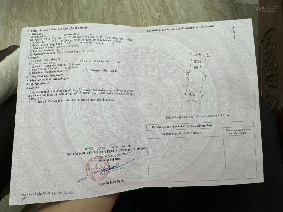 Bán 55.4M2 Đất Z153 Đông Anh - Đường Ô Tô Tránh