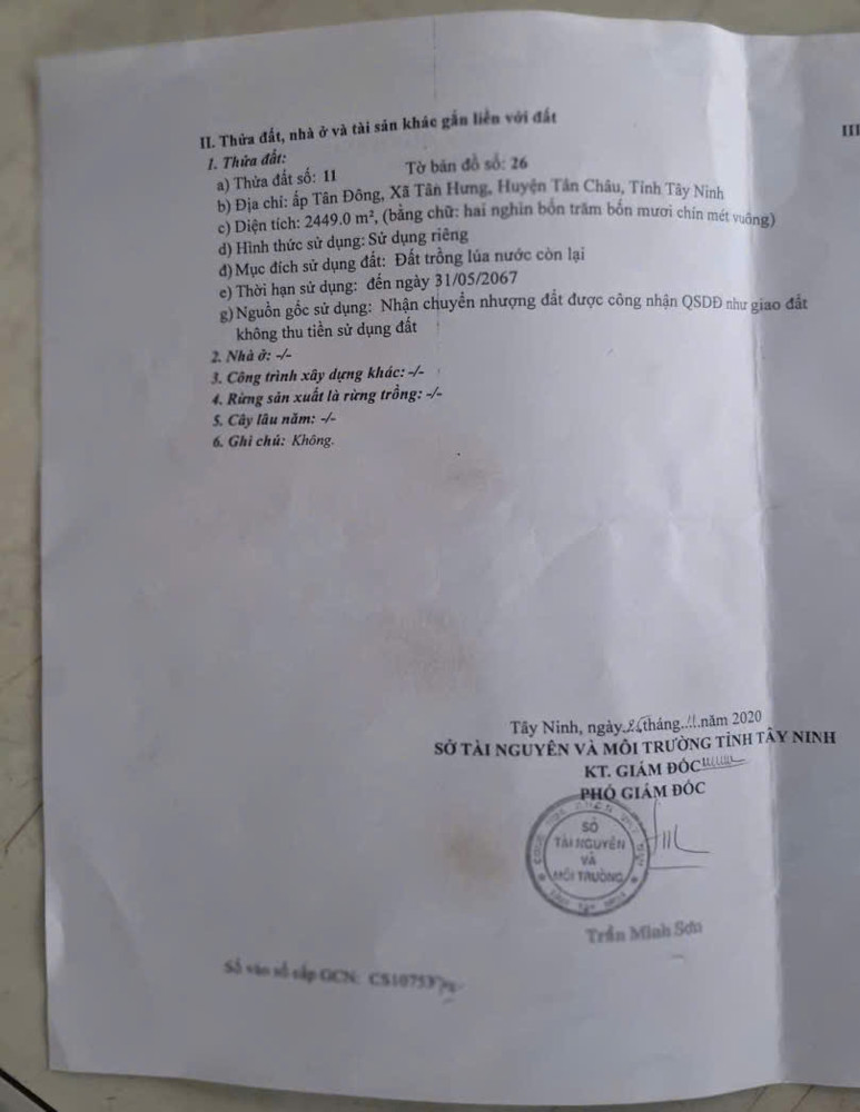 Đất Mặt Tiền Tân Châu Tây Ninh Giá 3.5 Tỷ