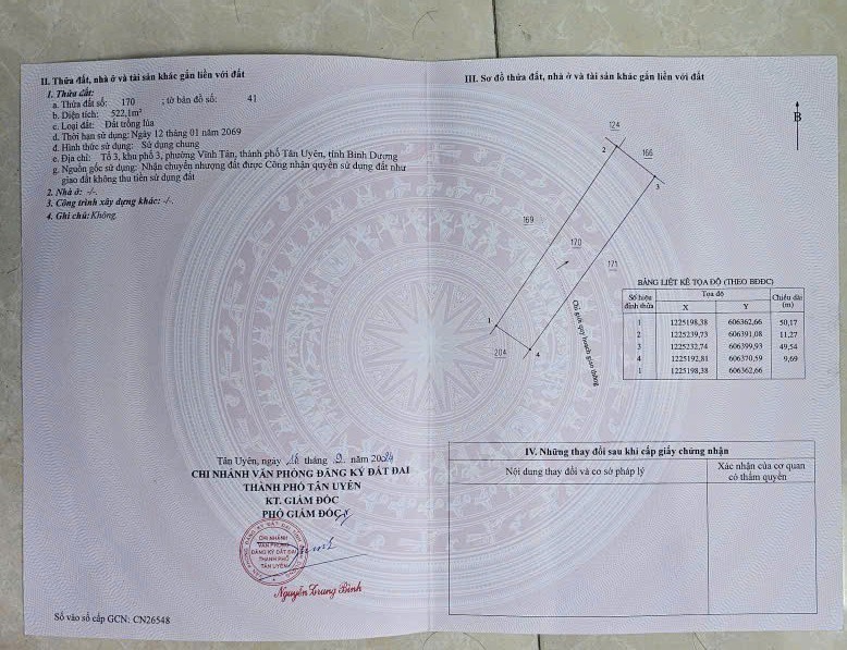 Đất Đẹp – Giá Tốt – Chính Chủ Cần Bán Gấp Tại Xã Vĩnh Tân, Thị Xã Tân Uyên, Bình Dương