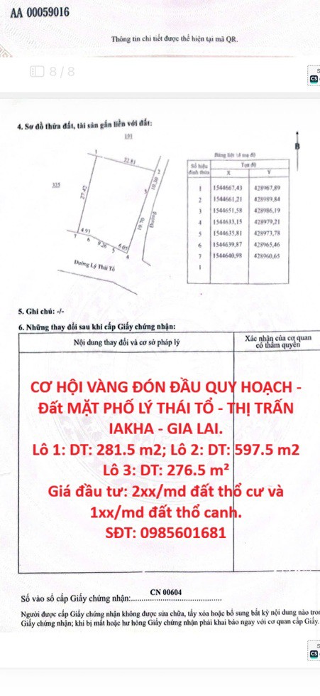Cơ Hội Vàng Đón Đầu Quy Hoạch - Đất Mặt Phố Lý Thái Tổ - Thị Trấn Iakha - Gia Lai