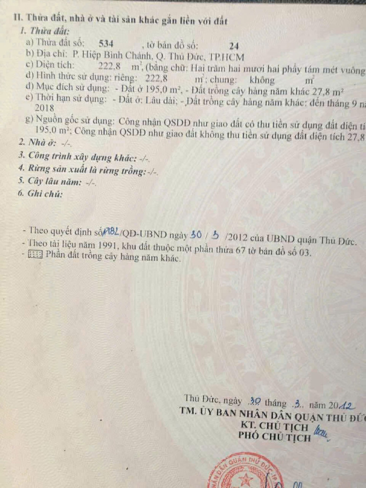 Bán Đất 2 Mặt Tiền Hẻm Đường 48 - Hiệp Bình Chánh - Tp Thủ Đức