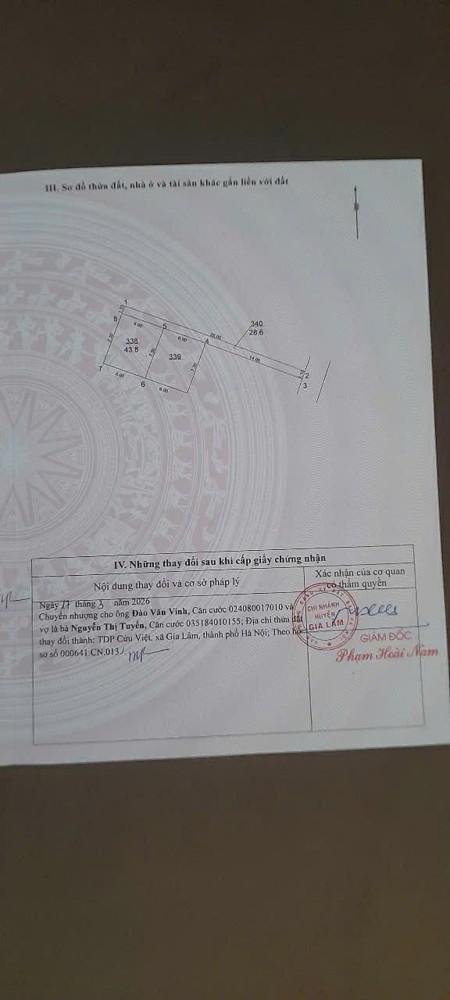 Cần Bán 43.8 M2 Đất Trâu Quỳ - Gia Lâm, Giá 5.55 Tỷ, Lh 0985865658