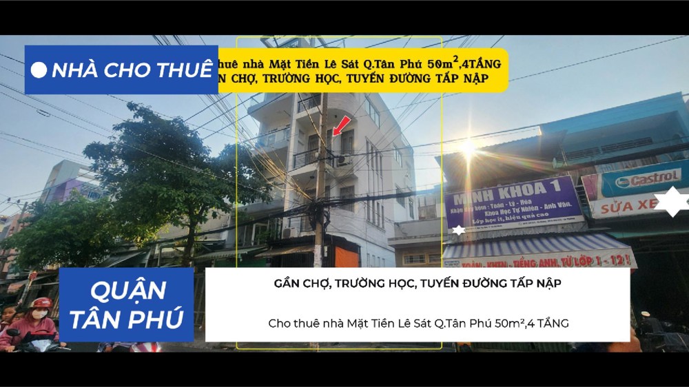 Cho Thuê Nhà Mặt Tiền Lê Sát Q.tân Phú 50M²,4Tầng, 25Triệu