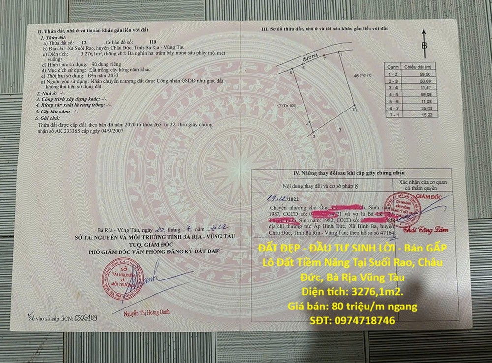 Đất Đẹp - Đầu Tư Sinh Lời - Bán Gấp Lô Đất Tiềm Năng Tại Suối Rao, Châu Đức, Bà Rịa Vũng Tàu