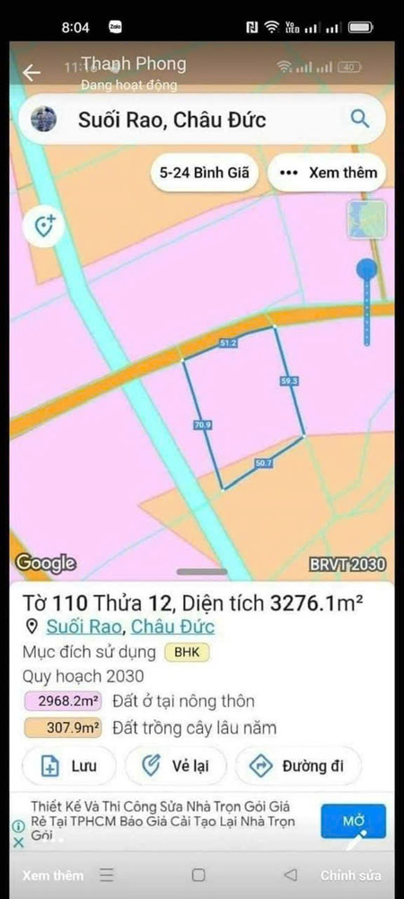 Đất Đẹp - Đầu Tư Sinh Lời - Bán Gấp Lô Đất Tiềm Năng Tại Suối Rao, Châu Đức, Bà Rịa Vũng Tàu