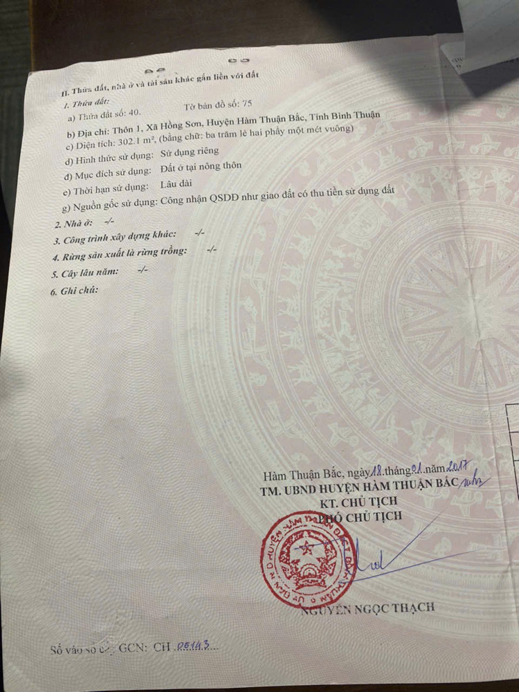 Bán Nhà 300M2 Tại Hồng Sơn, Hàm Thuận Bắc, Bình Thuận - 1.5 Tỷ