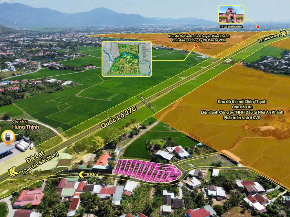 Bán Đất Nền Diên Hòa , Khánh Hòa , Giá F0 Cực Tốt - Chỉ 100M Ra Quốc Lộ 27C