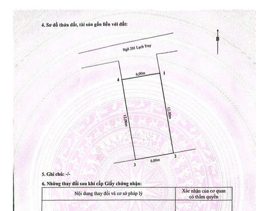 Bán Đất 72M² Ngõ 201 Lạch Tray – Ngô Quyền – Mặt Tiền 6M – Tặng Nhà 2 Tầng – Giá Hơn 4 Tỷ