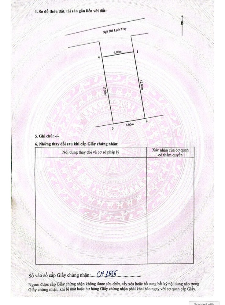 Bán Đất 72M² Ngõ 201 Lạch Tray – Ngô Quyền – Mặt Tiền 6M – Tặng Nhà 2 Tầng – Giá Hơn 4 Tỷ