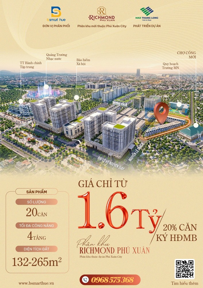 Chính Thức Công Bố Giá Dự Kiến Richmond Phú Xuân – Độc Quyền 20 Căn Thương Mại Giai Đoạn 1!