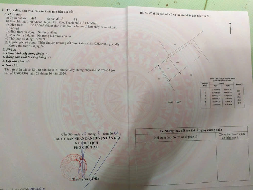 Bán 555M2 Đất Sẵn Sổ Mặt Tiền Đường Cá Súc-Bình Khánh-Cần Giờ