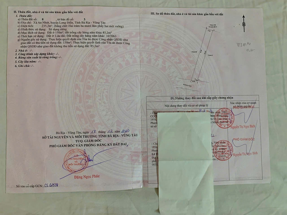 Chính Chủ Cần Bán Đất Thổ Cư 2 Mặt Tiền – Tại An Nhứt, Long Điền – Giá Tốt