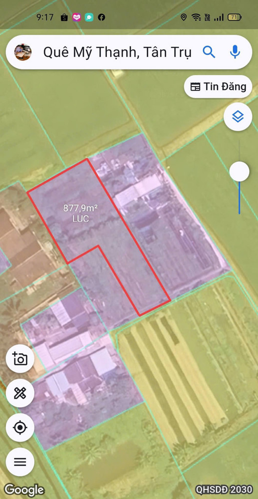 Chủ Bán Thửa Đất Lúa 877M9m2 (Khu Vực Cho Lên Thổ